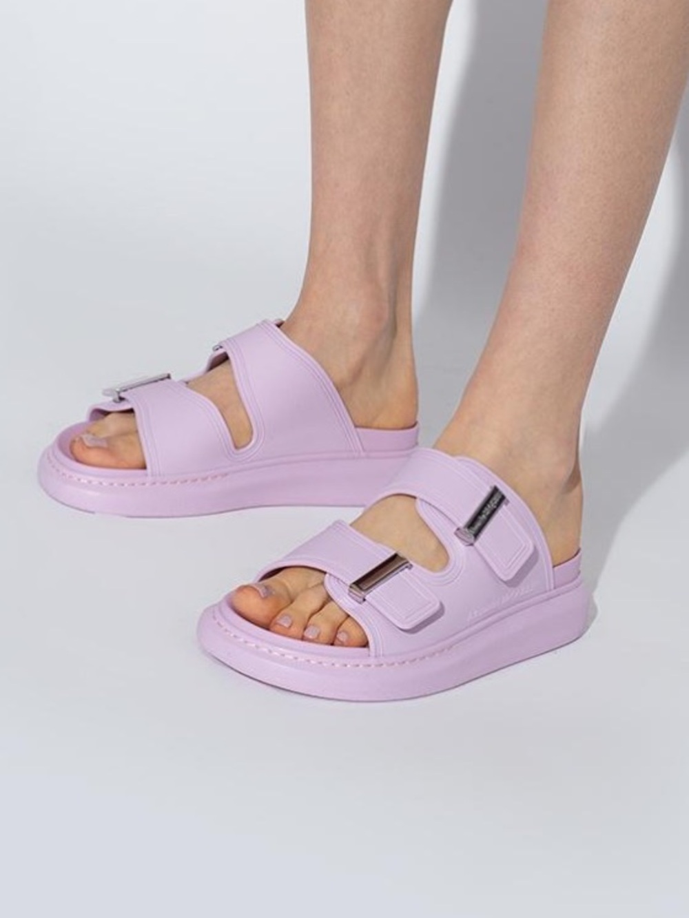 Alexander McQueen Lavender Platform Slide Sandals